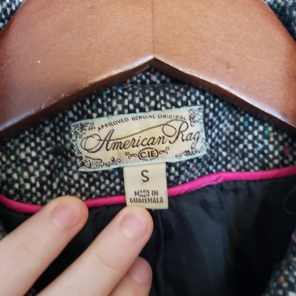 ⭐American Rag Grey & White Color Pop Wool Blend Button Up Pea Coat Size Small - Picture 5 of 10